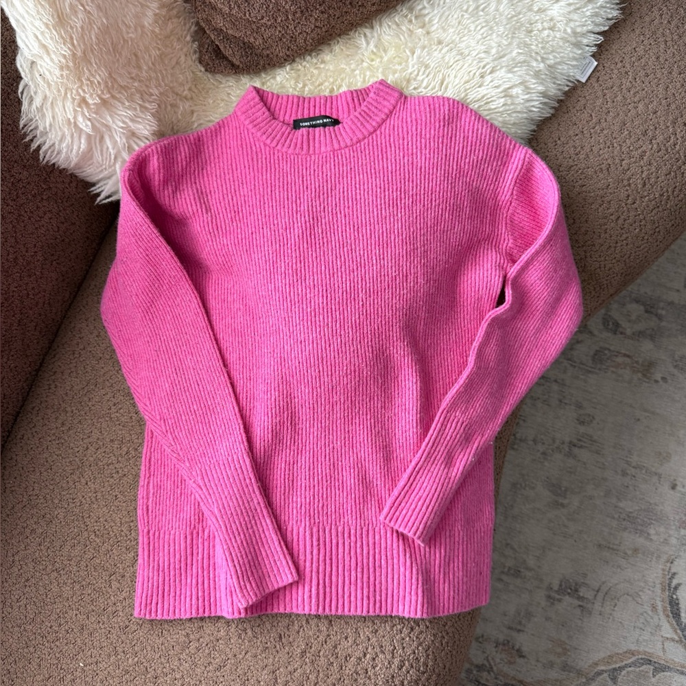 Something Navy Wool Blend Flecked Knit Sweater